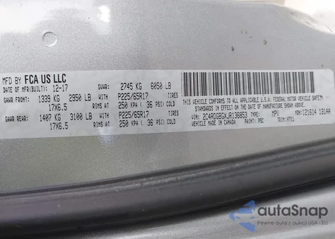 2018 Dodge Grand Caravan Se из США, поврежденный, VIN 2C4RDGBGXJR136853